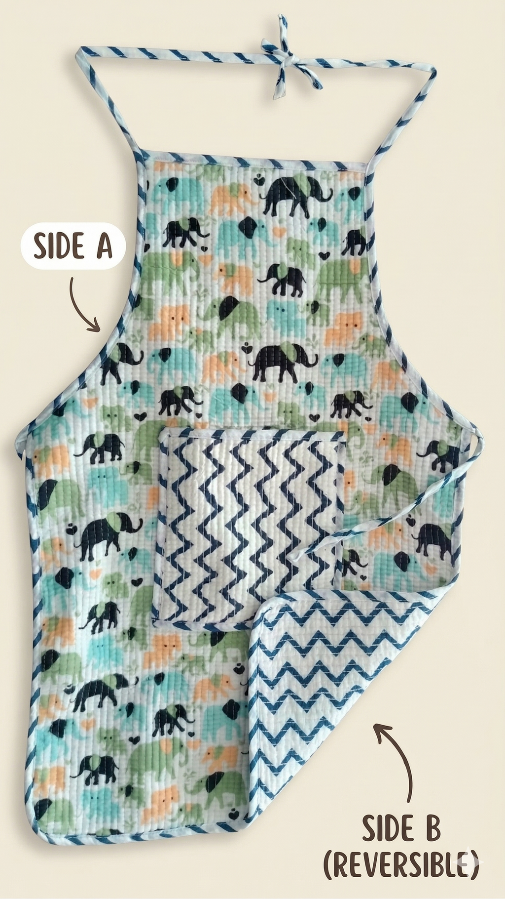 Kids Aprons-assorted-0-12 Years and Free Size  Elephant Print Design