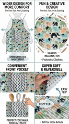 Kids Aprons-assorted-0-12 Years and Free Size  Elephant Print Design