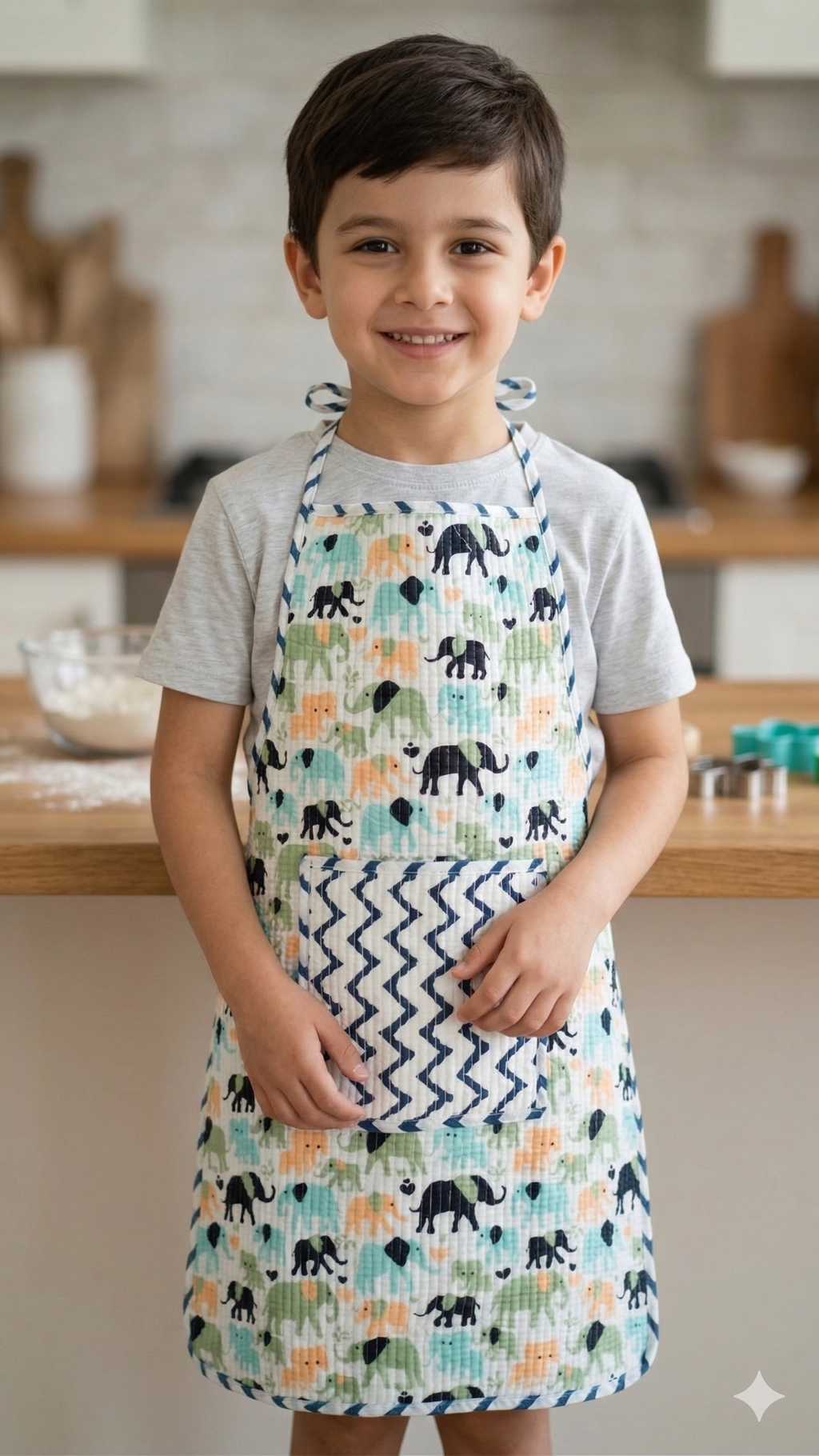 Kids Aprons-assorted-0-12 Years and Free Size  Elephant Print Design