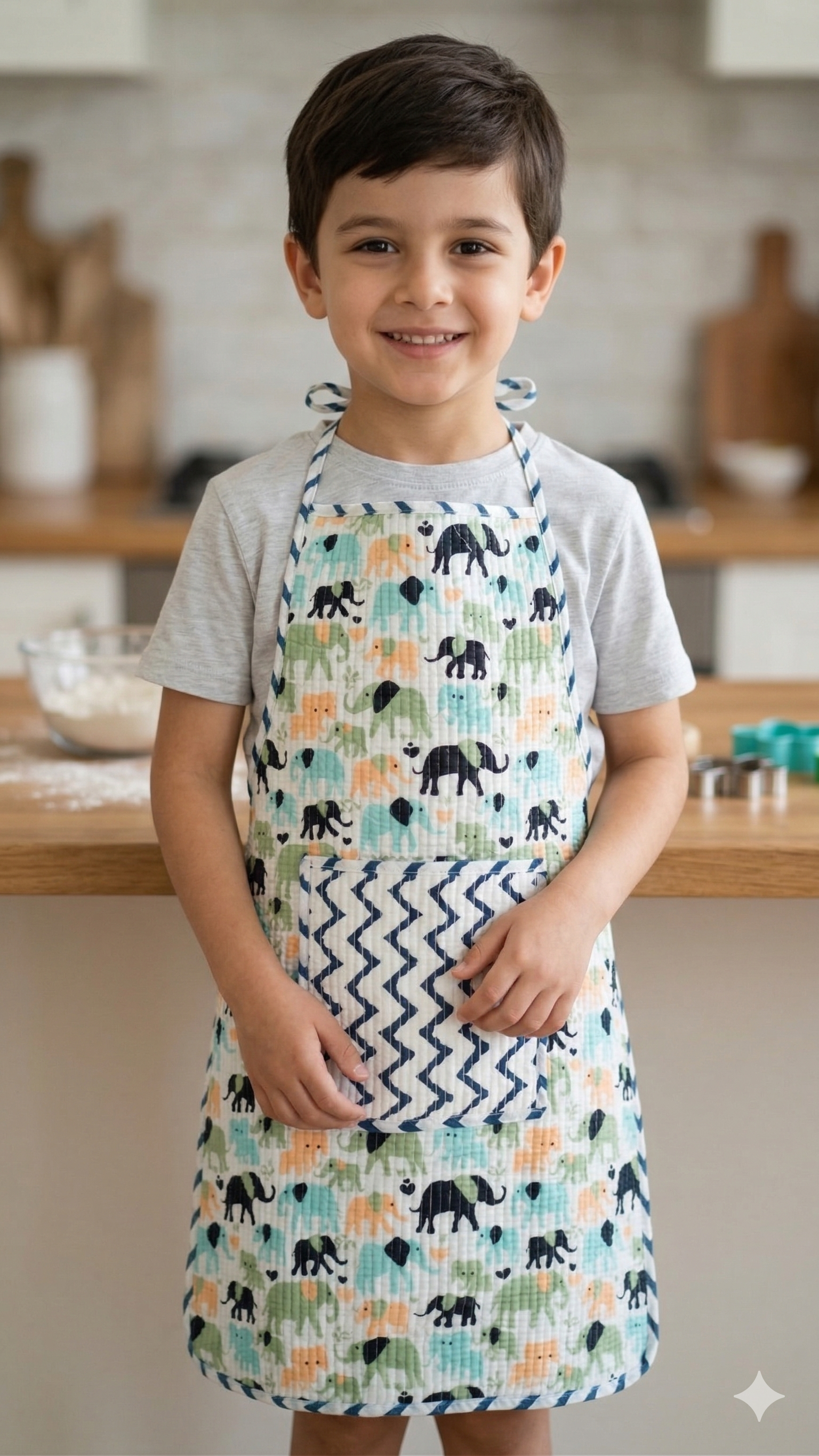 Kids Aprons-assorted-0-12 Years and Free Size  Elephant Print Design