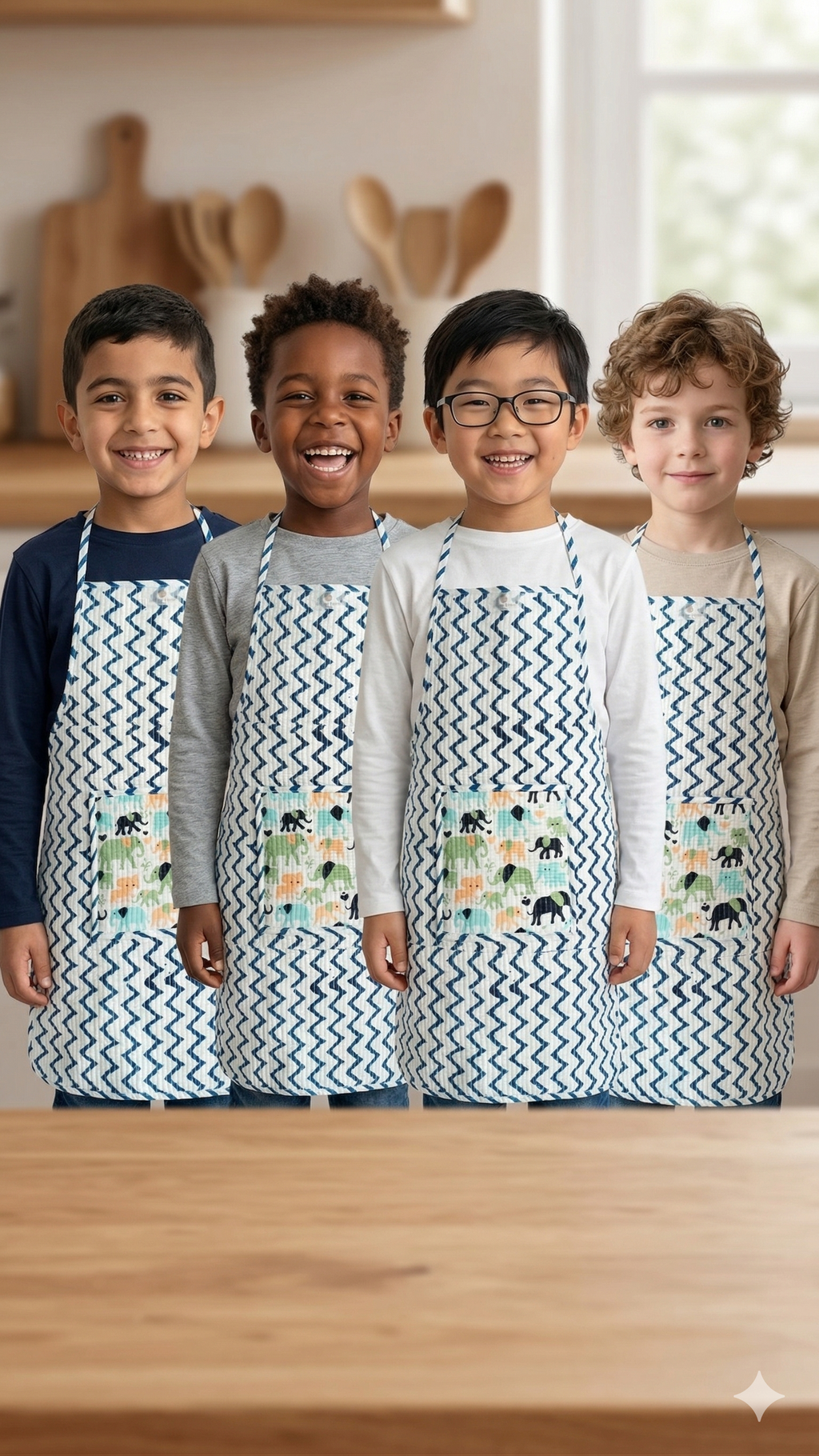 Kids Aprons-assorted-0-12 Years and Free Size  Elephant Print Design