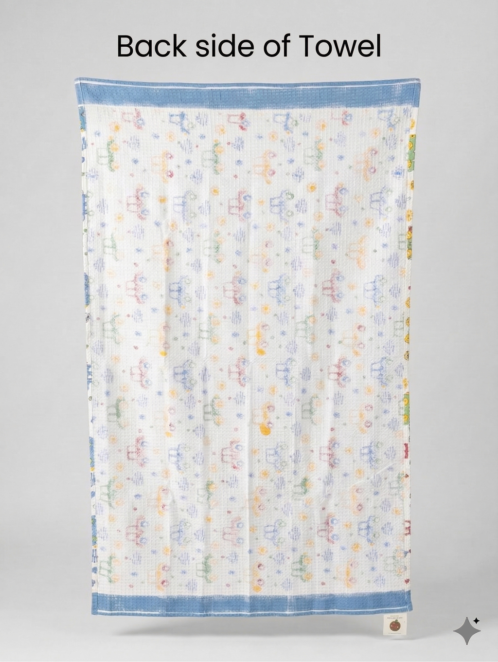 Little Chiku Premium Waffle-Knit Kids Bath Towel - Highly Absorbent & Skin-Friendly (Bus & Car Print, 125x75 cm)