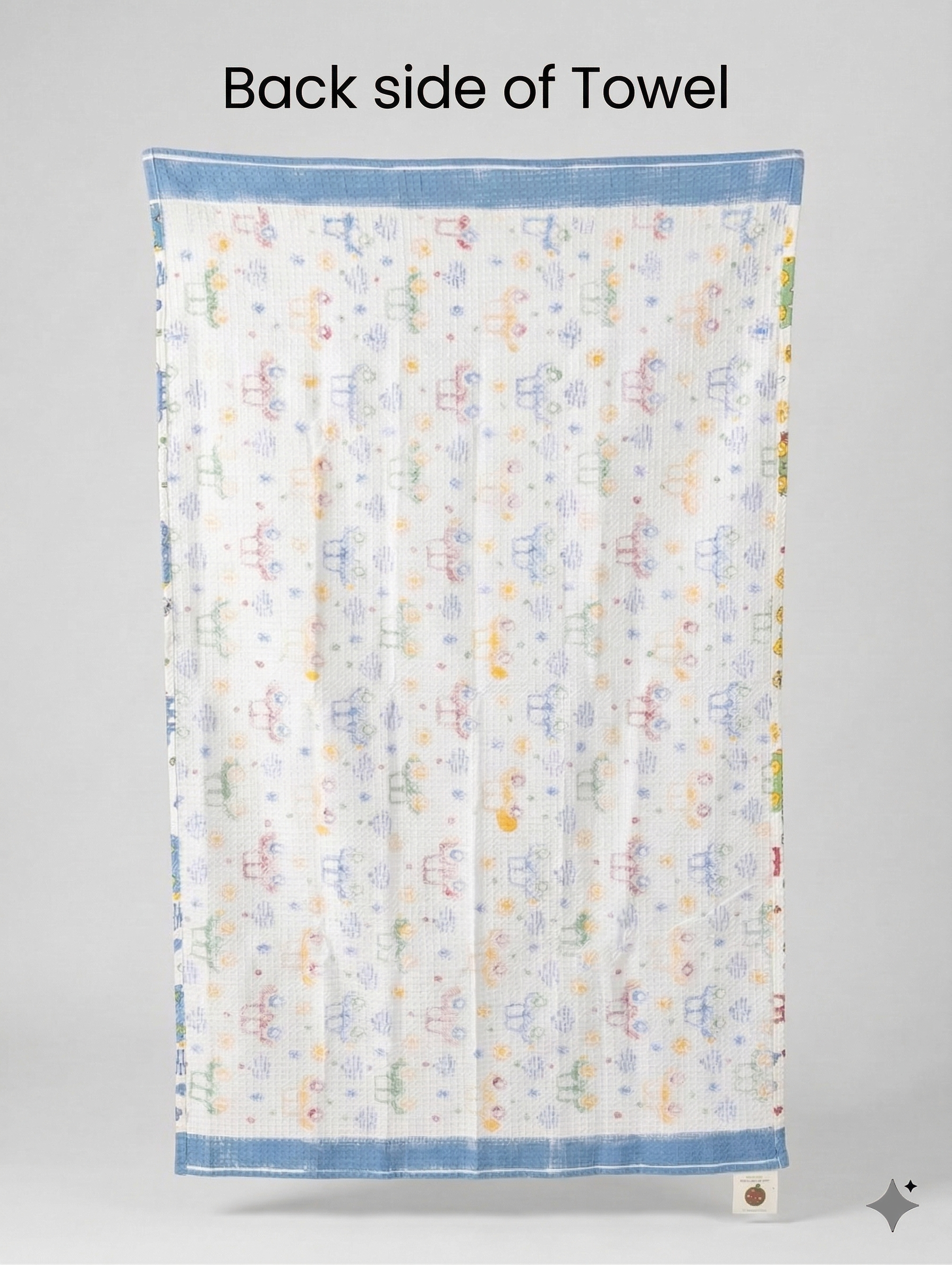 Little Chiku Premium Waffle-Knit Kids Bath Towel - Highly Absorbent & Skin-Friendly (Bus & Car Print, 125x75 cm)
