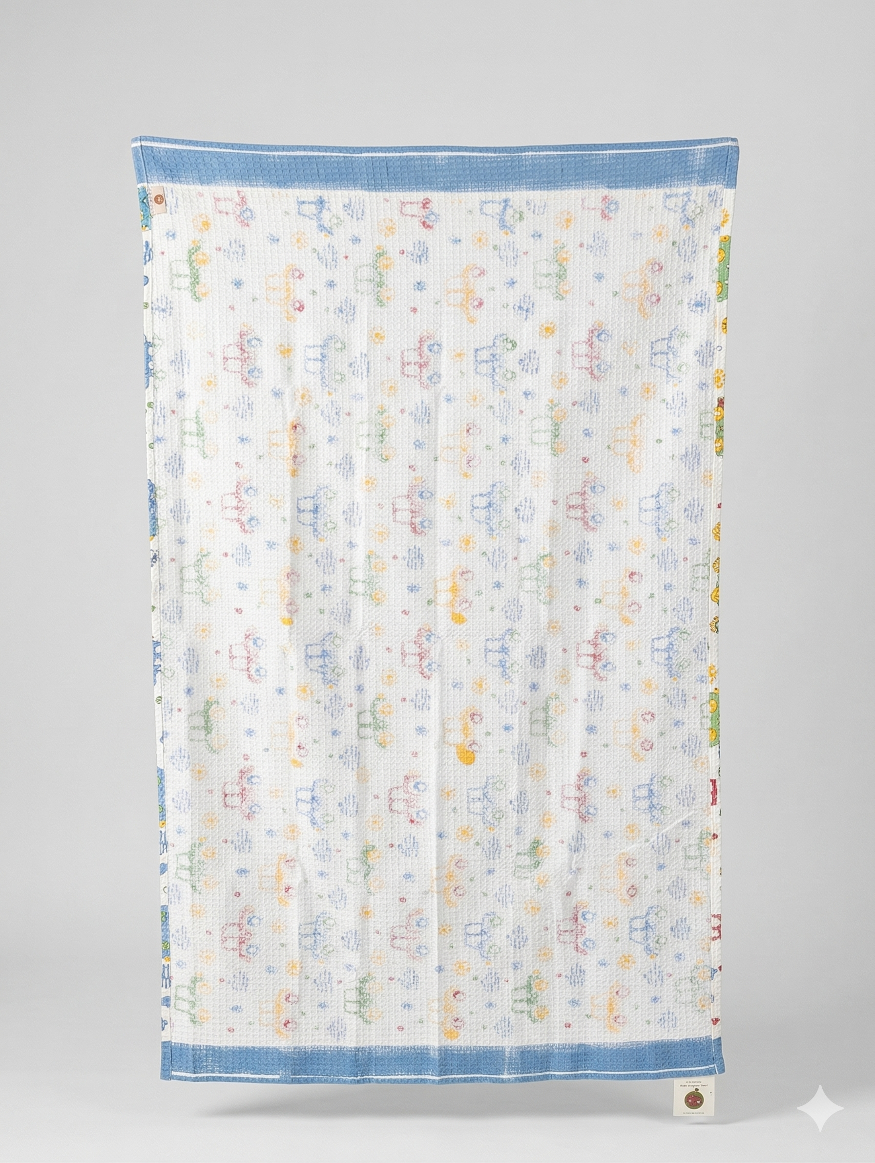 Little Chiku Premium Waffle-Knit Kids Bath Towel - Highly Absorbent & Skin-Friendly (Bus & Car Print, 125x75 cm)