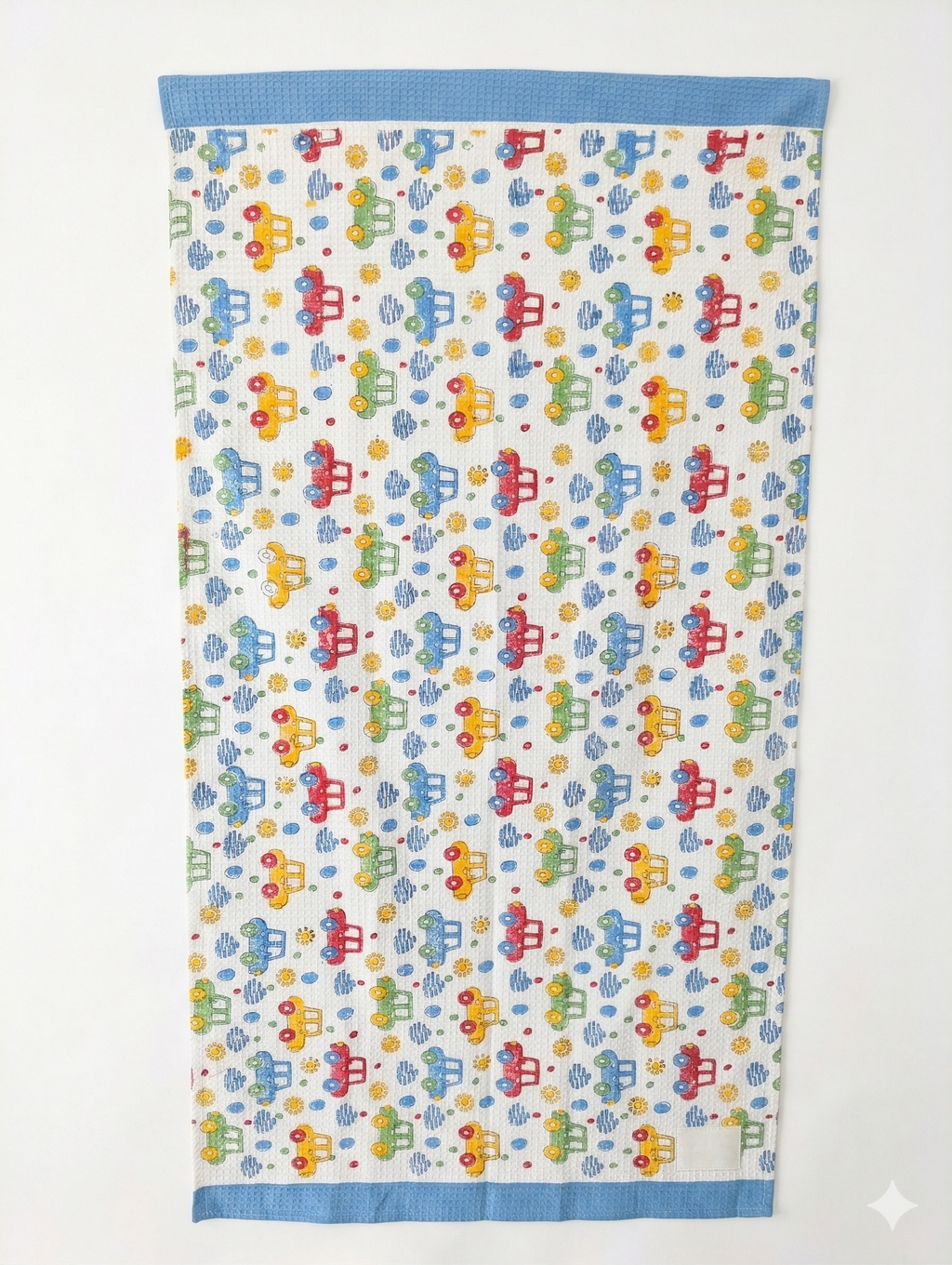 Little Chiku Premium Waffle-Knit Kids Bath Towel - Highly Absorbent & Skin-Friendly (Bus & Car Print, 125x75 cm)