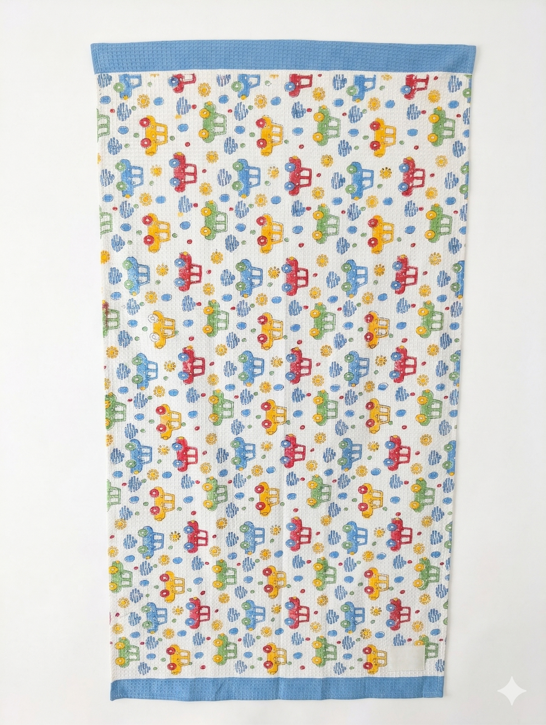 Little Chiku Premium Waffle-Knit Kids Bath Towel - Highly Absorbent & Skin-Friendly (Bus & Car Print, 125x75 cm)
