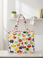 Mini Tote Bag-assorted-0-12 Years and Free Size Pink elephant and tropical palm tree print