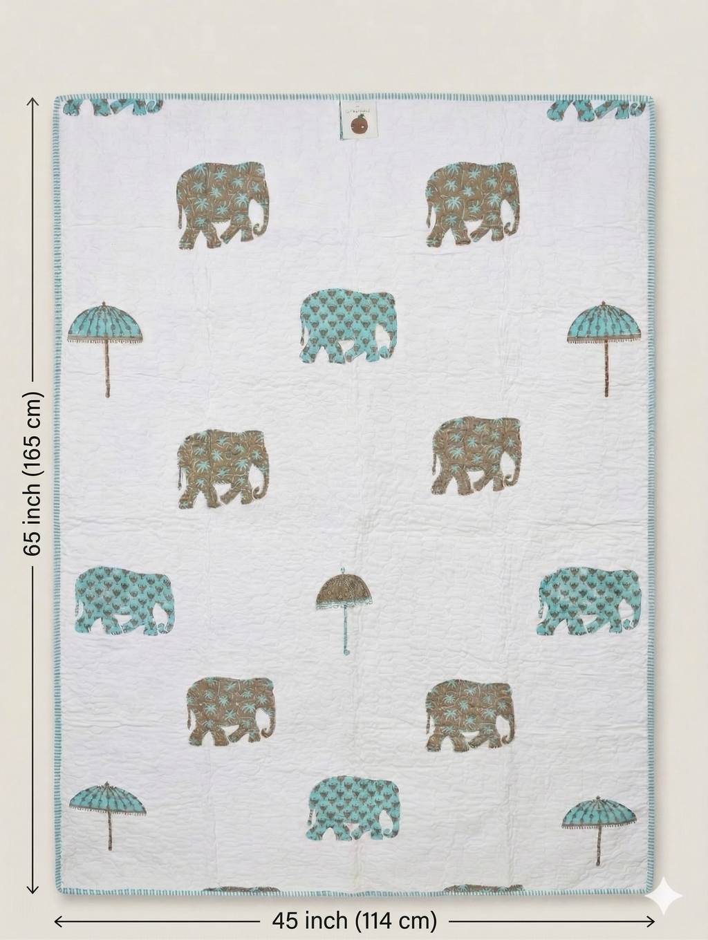 Little Chiku Premium Reversible Kids Play Mat - 100% Cotton Hand-Block Print (Elephant & Sheep Design)