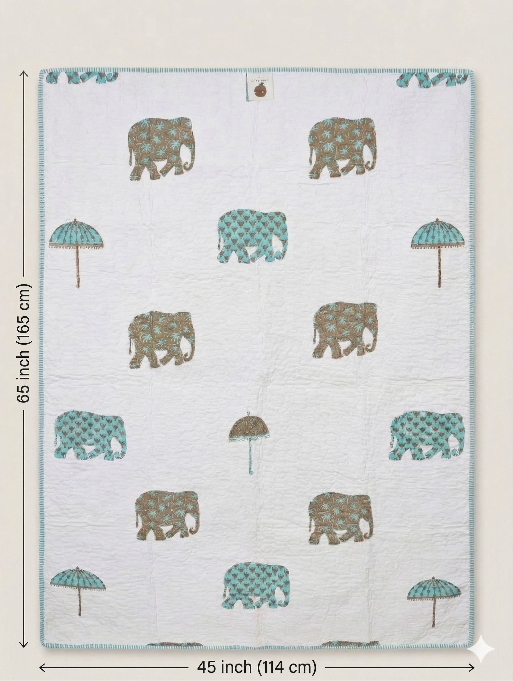 Little Chiku Premium Reversible Kids Play Mat - 100% Cotton Hand-Block Print (Elephant & Sheep Design)