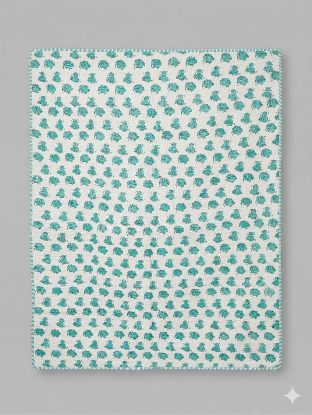 Little Chiku Premium Reversible Kids Play Mat - 100% Cotton Hand-Block Print (Elephant & Sheep Design)