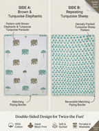 Little Chiku Premium Reversible Kids Play Mat - 100% Cotton Hand-Block Print (Elephant & Sheep Design)