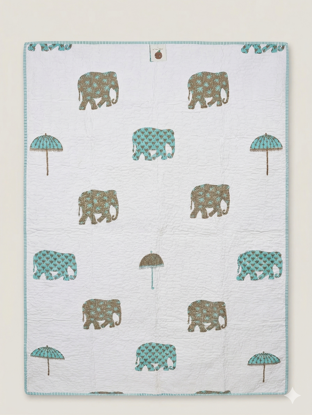 Little Chiku Premium Reversible Kids Play Mat - 100% Cotton Hand-Block Print (Elephant & Sheep Design)