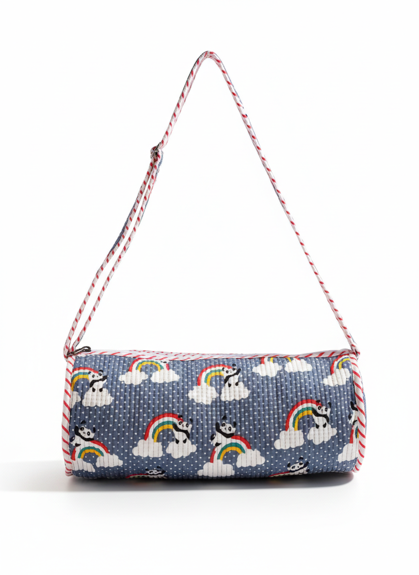 Kids Duffle Bag-assorted-0-12 Years and Free Size Green Quilted Barrel Design