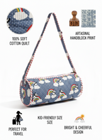Kids Duffle Bag-assorted-0-12 Years and Free Size Green Quilted Barrel Design