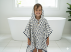 Penguin Print 100% Waffle Cotton Baby Hooded Penguin Hooded Poncho Towel