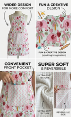 Kids Aprons-assorted-0-12 Years and Free Size  Pink Elephant &amp; Strawberry Print