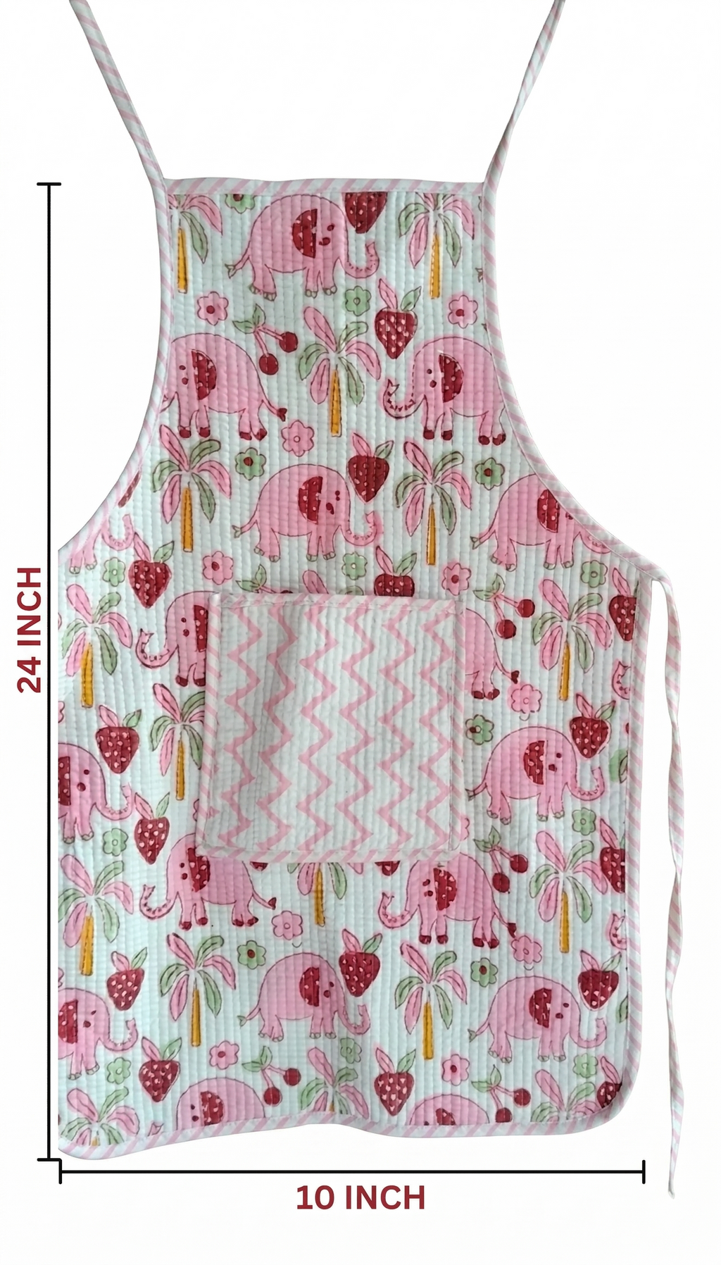 Kids Aprons-assorted-0-12 Years and Free Size  Pink Elephant &amp; Strawberry Print