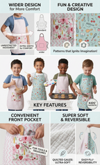 Kids Aprons-assorted-0-12 Years and Free Size  Pink Elephant &amp; Strawberry Print