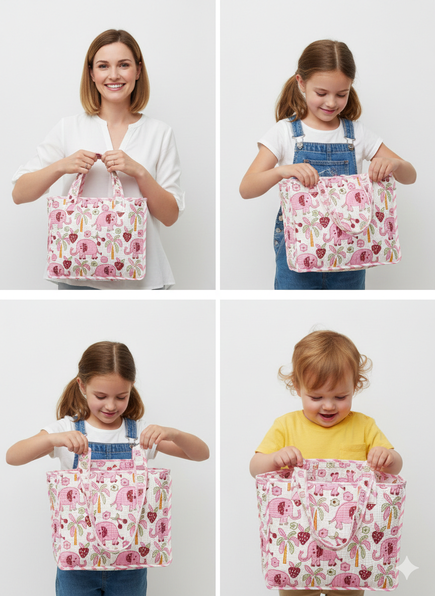 Mini Tote Bag-assorted-0-12 Years and Free Size Fluffy sheep print