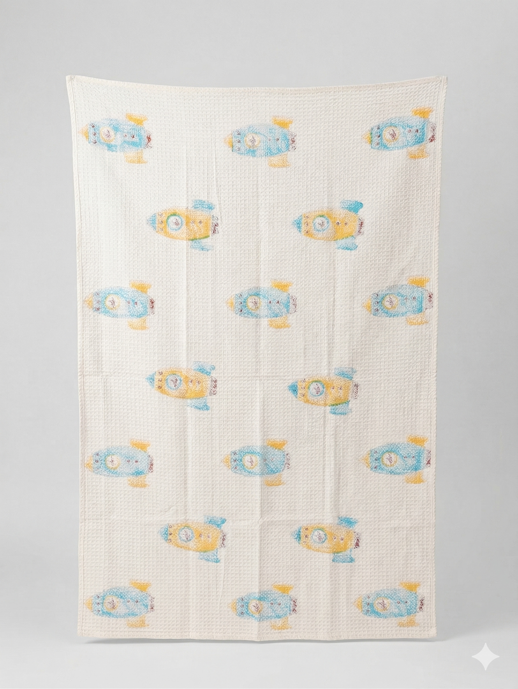 Little Chiku Premium Waffle-Knit Kids Bath Towel - Highly Absorbent & Skin-Friendly (Rocket Space Print, 125x75 cm)