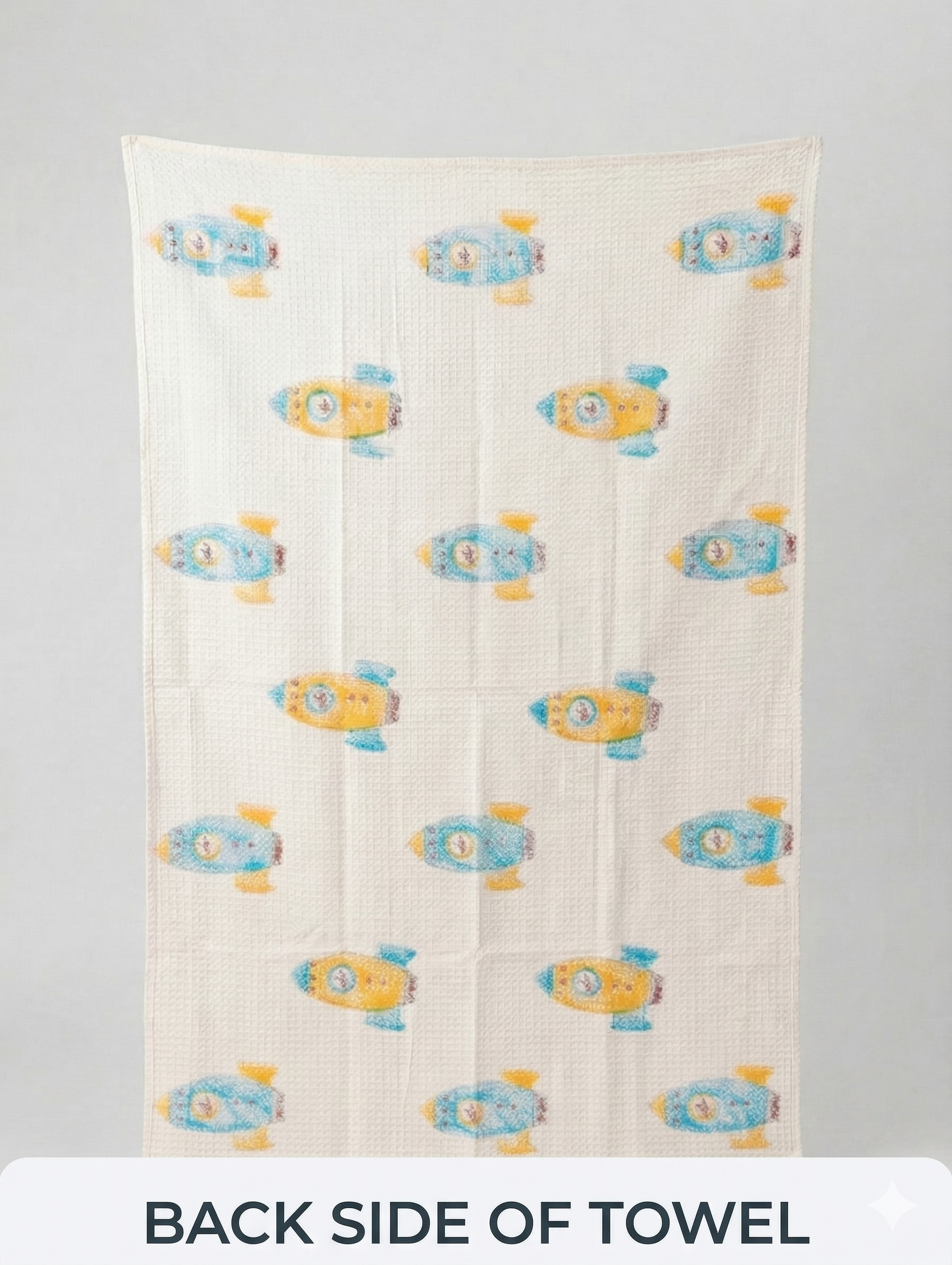 Little Chiku Premium Waffle-Knit Kids Bath Towel - Highly Absorbent & Skin-Friendly (Rocket Space Print, 125x75 cm)