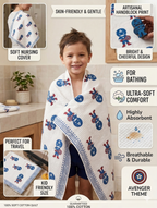 Little Chiku Premium Waffle-Knit Kids Bath Towel - 100% Cotton & Highly Absorbent (Avenger Theme, 125x75 cm)