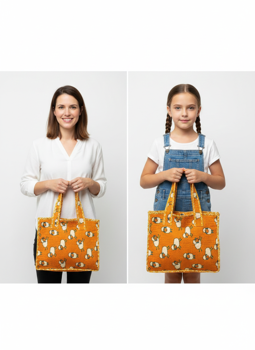 Mini Tote Bag-assorted-0-12 Years and Free Size Zoo Friends patchwork-style print