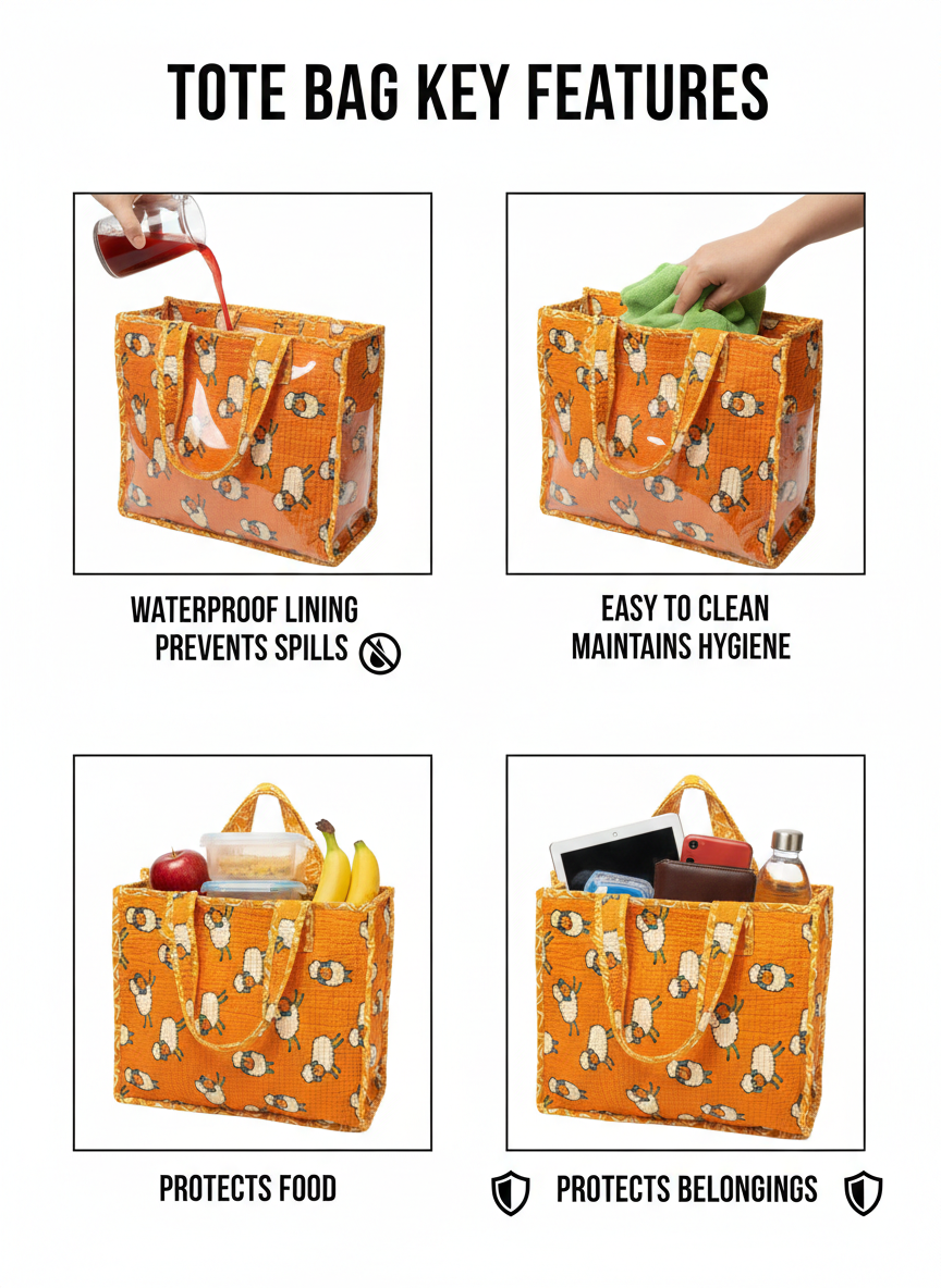 Mini Tote Bag-assorted-0-12 Years and Free Size Zoo Friends patchwork-style print
