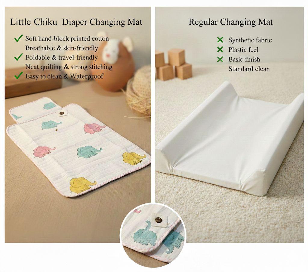 Little Chiku Premium Diaper Changing Mat - Waterproof & Foldable (Big Elephant Print)