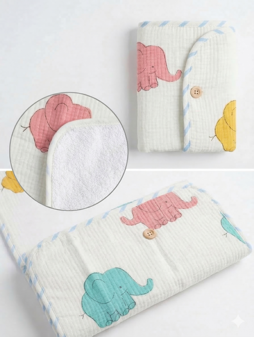 Little Chiku Premium Diaper Changing Mat - Waterproof & Foldable (Big Elephant Print)