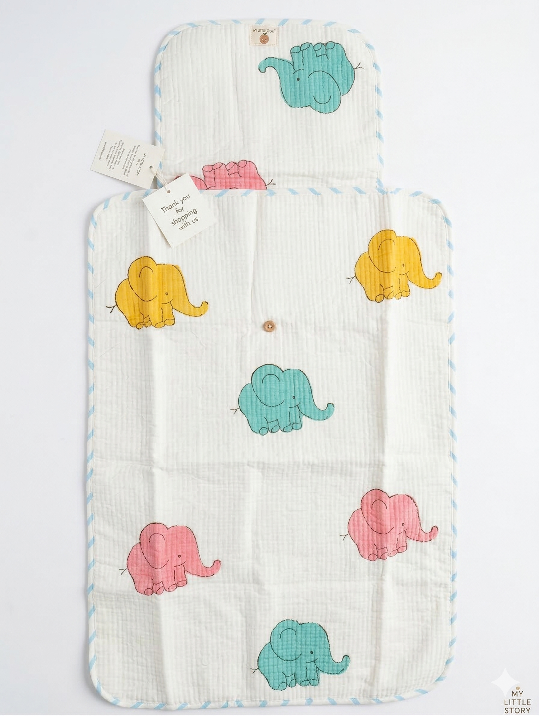 Little Chiku Premium Diaper Changing Mat - Waterproof & Foldable (Big Elephant Print)