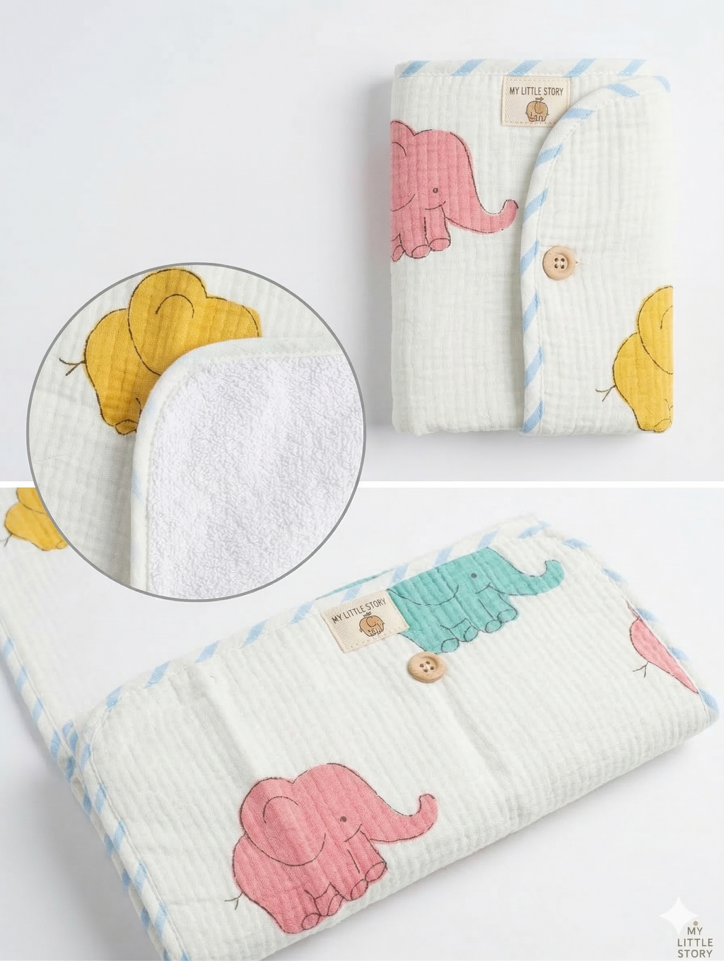 Little Chiku Premium Diaper Changing Mat - Waterproof & Foldable (Big Elephant Print)