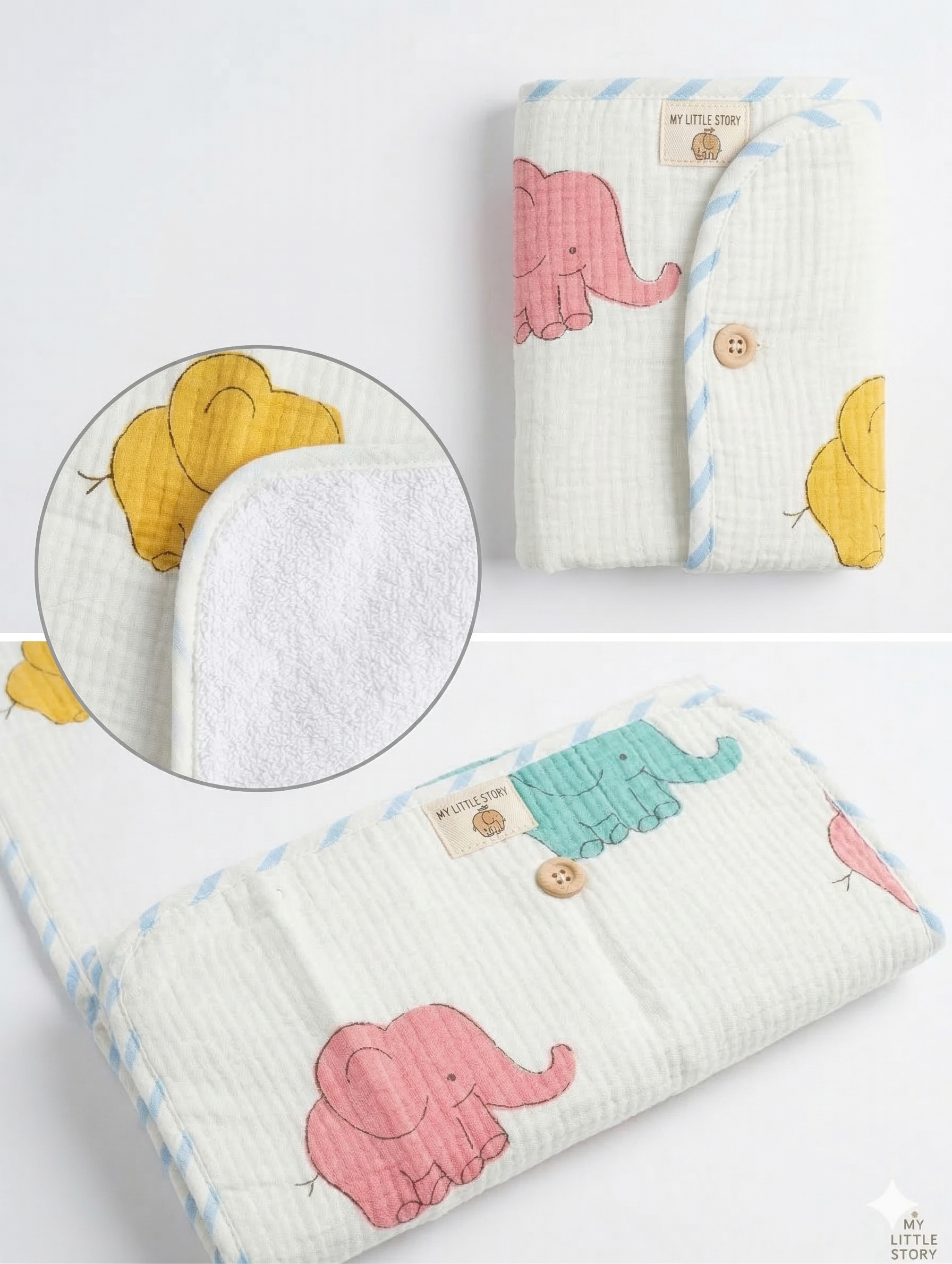 Little Chiku Premium Diaper Changing Mat - Waterproof & Foldable (Big Elephant Print)