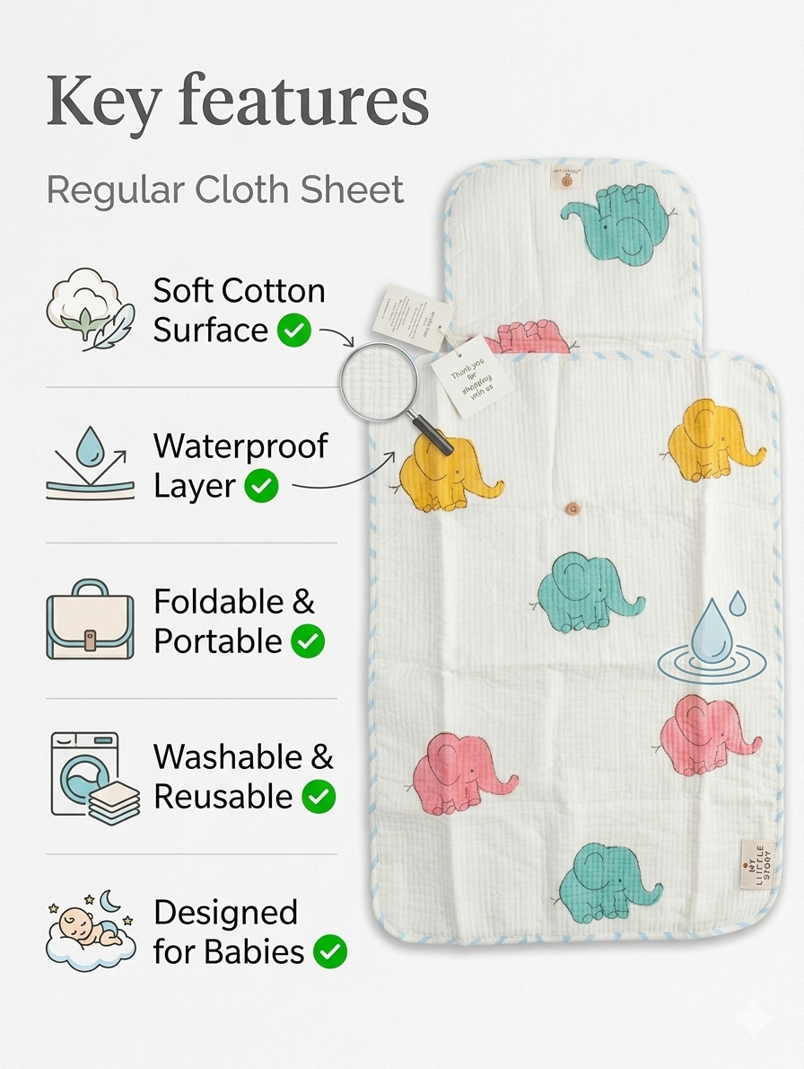 Little Chiku Premium Diaper Changing Mat - Waterproof & Foldable (Big Elephant Print)