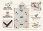 Kids' Cat & Chameleon 100% Waffle Cotton Hooded Poncho (6-7 Years)