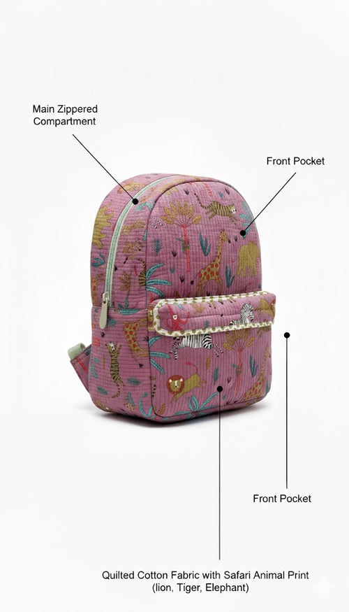 Handcrafted Soft Quilted Cotton Toddler Backpack Elephant Design – he_and_she_baby