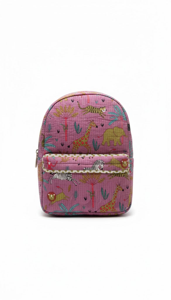 Handcrafted Soft Quilted Cotton Toddler Backpack Animal printed Design