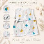 Muslin Side-Knot Jabla for Newborn Baby - 0-3 Months