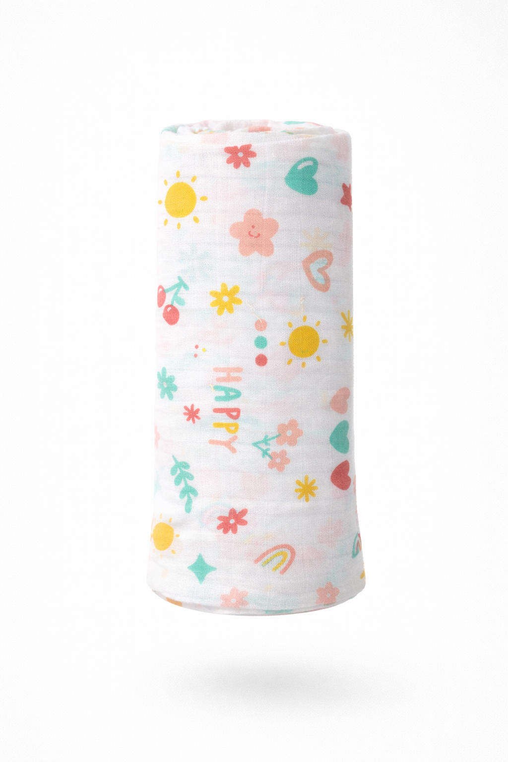 Pack of 5 - Baby Muslin Swaddle Blanket - Soft Cotton Breathable Multicolor Print and Design - White (100x100 cm)