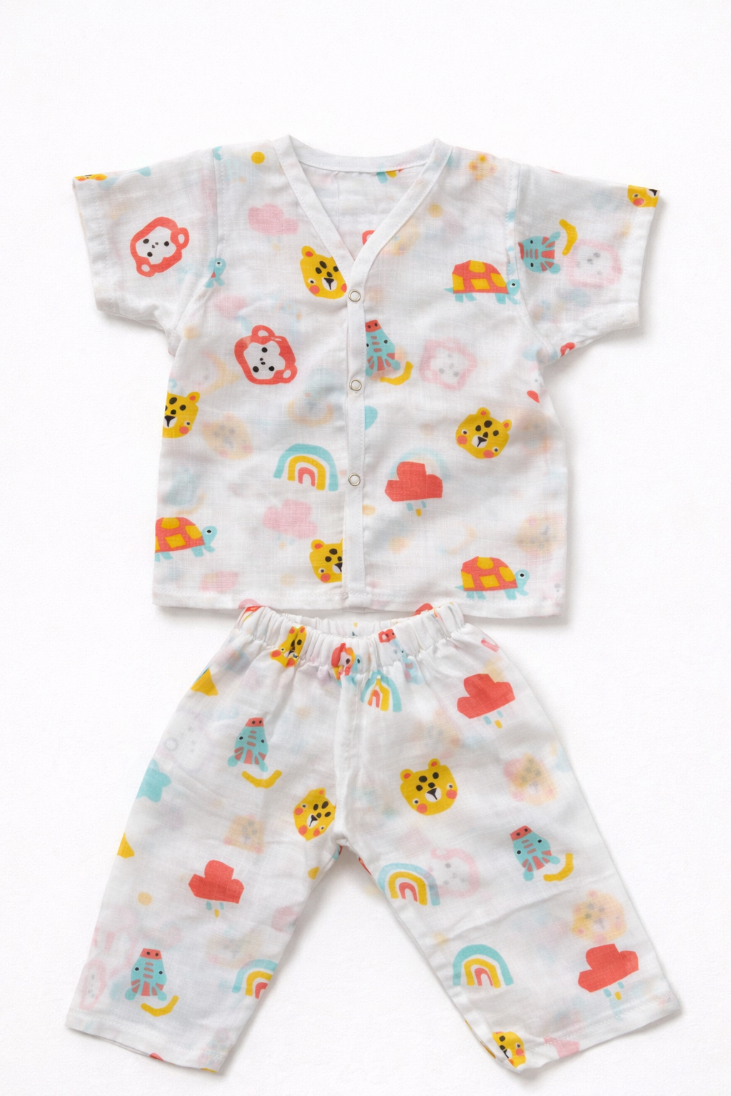 Pack of 5 - Baby Muslin Night Suit Set - Half Sleeve Shirt & Pajama, Soft Cotton Breathable Sleepwear - (6-9 Months)
