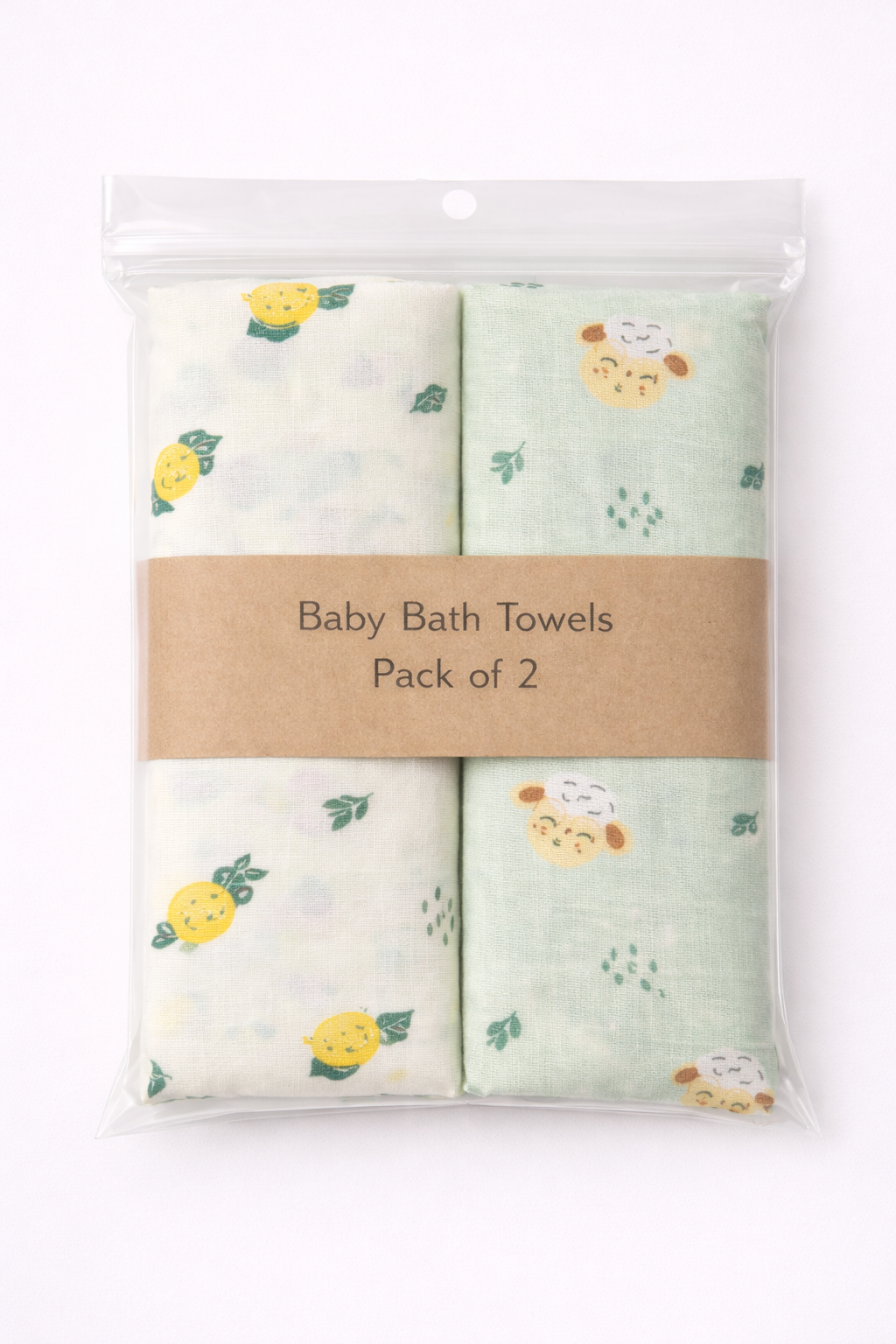 Pack of 2 - Muslin Bath Towel - Soft Cotton Absorbent, Multicolor and Multi Design Print (75x150 cm)