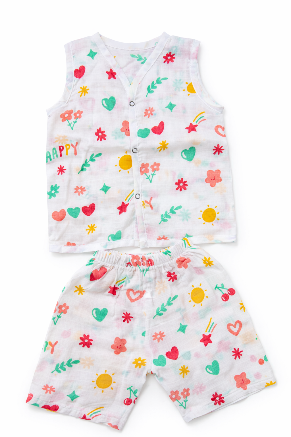 Pack of 5 - Baby Muslin Co-ord Set - Sleeveless Vest & Shorts, Soft Cotton Summer Outfit - (6-9 Months)
