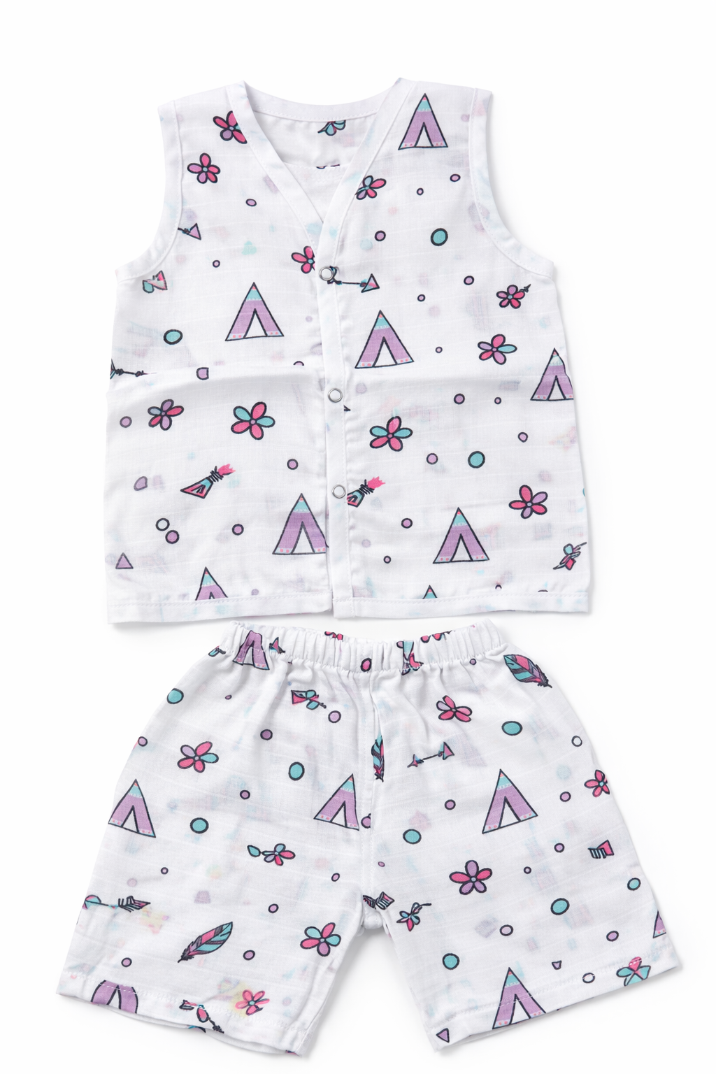 Pack of 5 - Baby Muslin Co-ord Set - Sleeveless Vest & Shorts, Soft Cotton Summer Outfit - (6-9 Months)