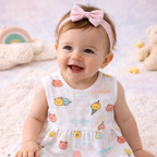 Pack of 5 - Baby Girl White Muslin Sleeveless Button Dress with Multi Print and Multi Colour - (3-6 Months)
