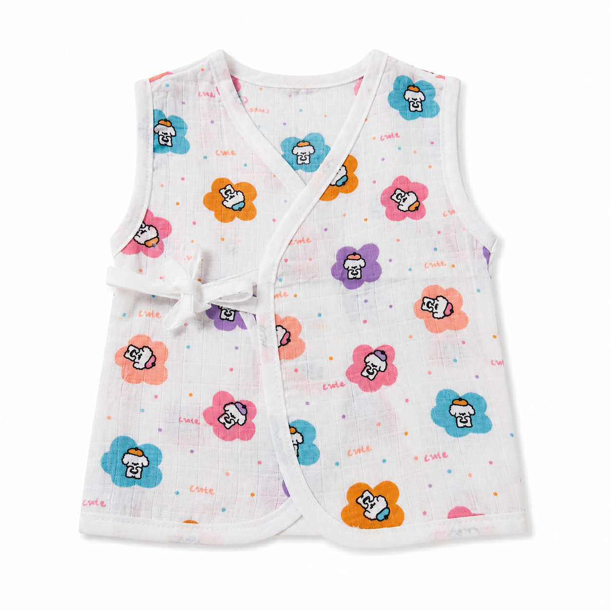 Muslin Side-Knot Jabla for Newborn Baby - 0-3 Months