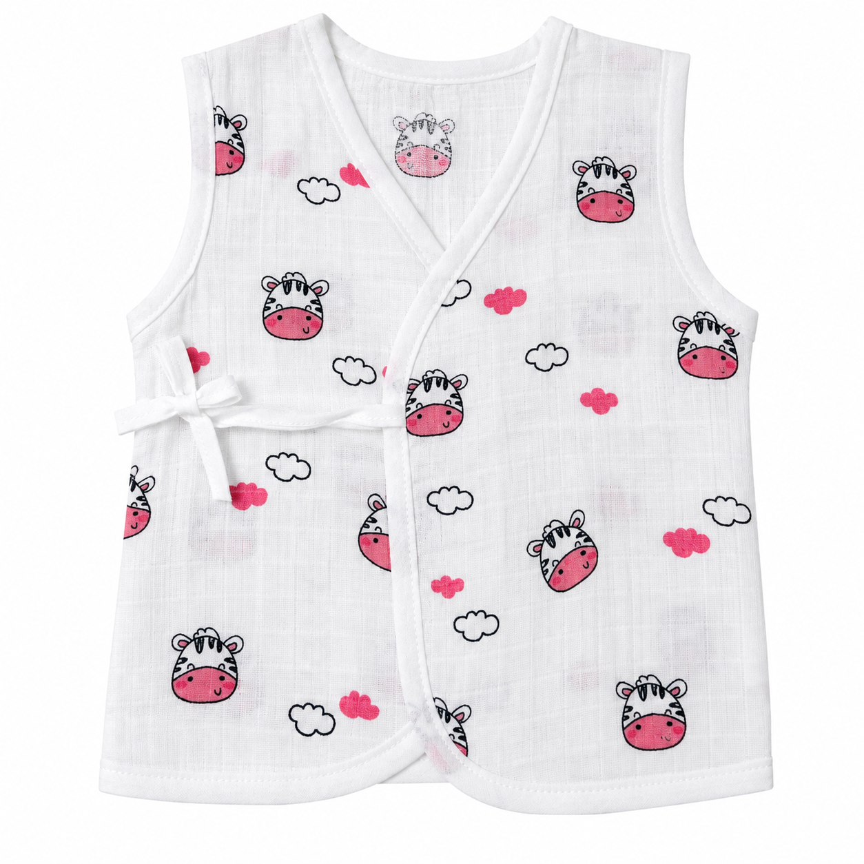 Muslin Side-Knot Jabla for Newborn Baby - 0-3 Months