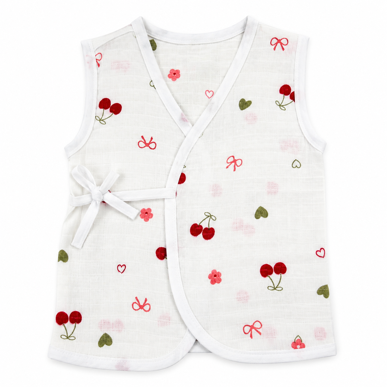 Muslin Side-Knot Jabla for Newborn Baby - 0-3 Months