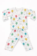 Pack of 3 - Baby Muslin Night Suit Set - Full Sleeve Shirt & Pajama, Soft Cotton Breathable Sleepwear - White Print (3-6 Months)