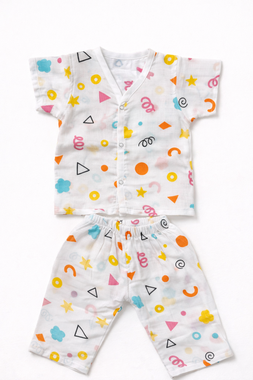 Pack of 3 - Baby Muslin Night Suit Set - Half Sleeve Shirt & Pajama, Soft Cotton Breathable Sleepwear - (6-9 Months)
