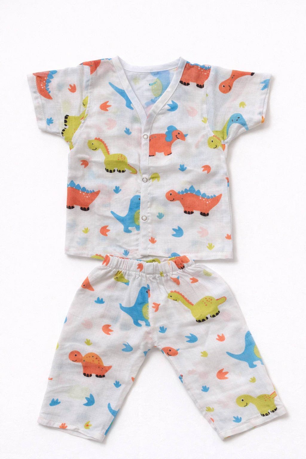 Pack of 2 - Baby Muslin Night Suit Set - Half Sleeve Shirt & Pajama, Soft Cotton Breathable Sleepwear - (6-9 Months)